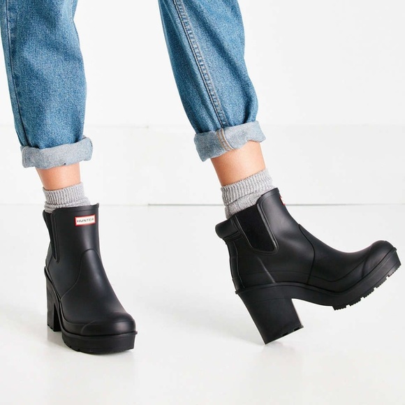 Hunter Shoes - RARE HUNTER ORIGINAL BLOCK HIGH HEELS RAIN BOOTS